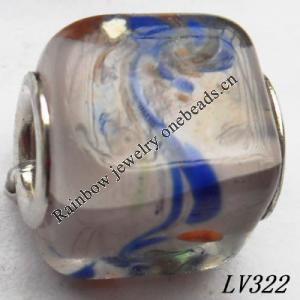 Lampwork Glass Plating Nickel-Color Core Beads  14x12mm Hole=4.5mm Sold by Bag