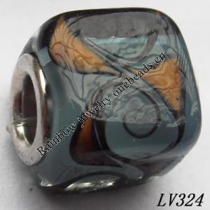 Lampwork Glass Plating Nickel-Color Core Beads  14x12mm Hole=4.5mm Sold by Bag