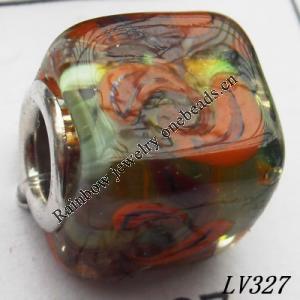 Lampwork Glass Plating Nickel-Color Core Beads  14x12mm Hole=4.5mm Sold by Bag