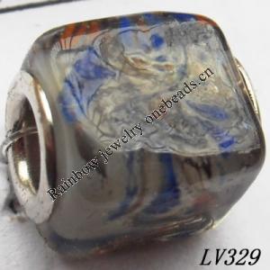 Lampwork Glass Plating Nickel-Color Core Beads  14x12mm Hole=4.5mm Sold by Bag