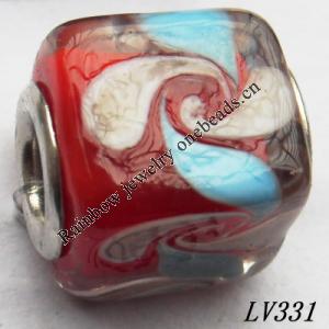 Lampwork Glass Plating Nickel-Color Core Beads  14x12mm Hole=4.5mm Sold by Bag