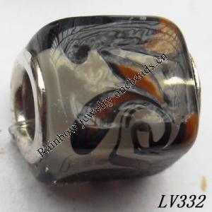 Lampwork Glass Plating Nickel-Color Core Beads  14x12mm Hole=4.5mm Sold by Bag