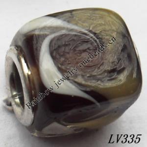 Lampwork Glass Plating Nickel-Color Core Beads  14x12mm Hole=4.5mm Sold by Bag