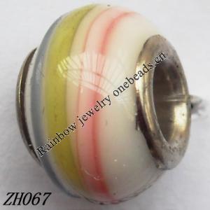 Lampwork Glass Plating Nickel-Color Core Beads  9x13mm Hole=4.5mm Sold by Bag