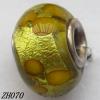 Lampwork Glass Plating Nickel-Color Core Beads  Goldfoil 9x13mm Hole=4.5mm Sold by Bag