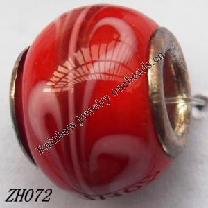 Lampwork Glass Plating Nickel-Color Core Beads  9x13mm Hole=4.5mm Sold by Bag