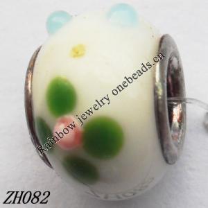 Lampwork Glass Plating Nickel-Color Core Beads  9x13mm Hole=4.5mm Sold by Bag