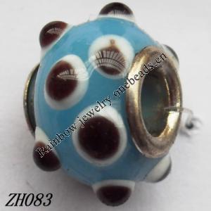 Lampwork Glass Plating Nickel-Color Core Beads  9x13mm Hole=4.5mm Sold by Bag