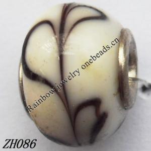 Lampwork Glass Plating Nickel-Color Core Beads  9x13mm Hole=4.5mm Sold by Bag