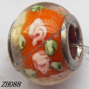 Lampwork Glass Plating Nickel-Color Core Beads  9x13mm Hole=4.5mm Sold by Bag