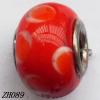 Lampwork Glass Plating Nickel-Color Core Beads  9x13mm Hole=4.5mm Sold by Bag