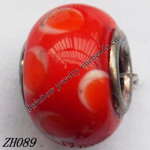 Lampwork Glass Plating Nickel-Color Core Beads  9x13mm Hole=4.5mm Sold by Bag