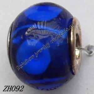 Lampwork Glass Plating Nickel-Color Core Beads  9x13mm Hole=4.5mm Sold by Bag