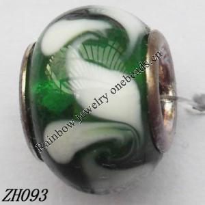 Lampwork Glass Plating Nickel-Color Core Beads  9x13mm Hole=4.5mm Sold by Bag