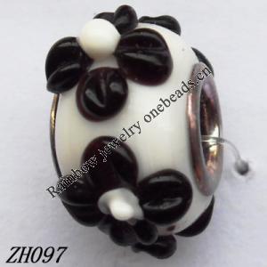 Lampwork Glass Plating Nickel-Color Core Beads  9x13mm Hole=4.5mm Sold by Bag