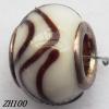 Lampwork Glass Plating Nickel-Color Core Beads  9x13mm Hole=4.5mm Sold by Bag