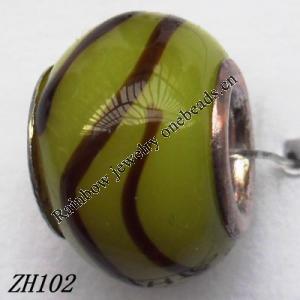 Lampwork Glass Plating Nickel-Color Core Beads  9x13mm Hole=4.5mm Sold by Bag