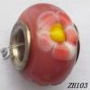 Lampwork Glass Plating Nickel-Color Core Beads  9x13mm Hole=4.5mm Sold by Bag