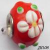 Lampwork Glass Plating Nickel-Color Core Beads  9x13mm Hole=4.5mm Sold by Bag