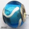 Lampwork Glass Plating Nickel-Color Core Beads  9x13mm Hole=4.5mm Sold by Bag