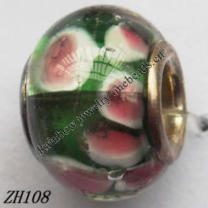 Lampwork Glass Plating Nickel-Color Core Beads  9x13mm Hole=4.5mm Sold by Bag