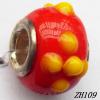 Lampwork Glass Plating Nickel-Color Core Beads  9x13mm Hole=4.5mm Sold by Bag