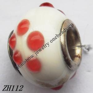 Lampwork Glass Plating Nickel-Color Core Beads  9x13mm Hole=4.5mm Sold by Bag