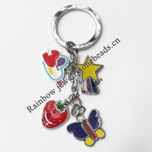 Zinc Alloy with enamel pewter keyring, Heart Animal Apple and star 4.5inch approx 33mm ring, Sold by Bag