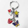 Zinc Alloy with enamel pewter keyring, Heart Animal Apple and star 4.5inch approx 33mm ring, Sold by Bag