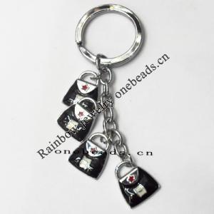 Zinc Alloy with enamel pewter keyring, Handbag 4.5inch approx 33mm ring, Sold by Bag