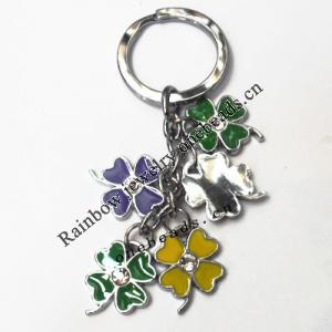Zinc Alloy with enamel pewter keyring, Flower 4.5inch approx 33mm ring, Sold by Bag