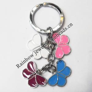 Zinc Alloy with enamel pewter keyring, Butterfly 4.5inch approx 33mm ring, Sold by Bag