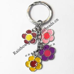 Zinc Alloy with enamel pewter keyring, Flower 4.5inch approx 33mm ring, Sold by Bag