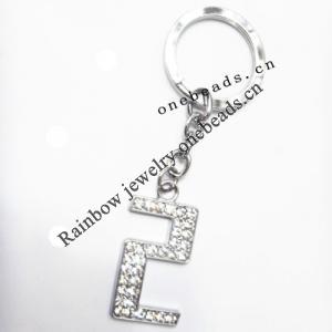 Zinc Alloy with Crystal keyring, Figure 4.5inch approx 33mm ring, Sold by Bag