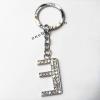 Zinc Alloy with Crystal keyring, Figure 4.5inch approx 33mm ring, Sold by Bag