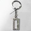 Zinc Alloy with Crystal keyring, Figure 4.5inch approx 33mm ring, Sold by Bag