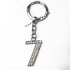 Zinc Alloy with Crystal keyring, Figure 4.5inch approx 33mm ring, Sold by Bag