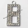 Zinc Alloy with Crystal keyring, Figure 4.5inch approx 33mm ring, Sold by Bag