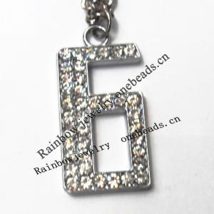 Zinc Alloy with Crystal keyring, Figure 4.5inch approx 33mm ring, Sold by Bag