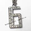 Zinc Alloy with Crystal keyring, Figure 4.5inch approx 33mm ring, Sold by Bag