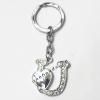 Zinc Alloy keyring with Crystal, Letters with Heart 4.5inch approx 33mm ring, Sold by Bag