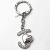 Zinc Alloy keyring with Crystal, Letters with Heart 4.5inch approx 33mm ring, Sold by Bag