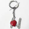 Zinc Alloy with Crystal and enamel pewter keyring, Letters 4.5inch approx 33mm ring, Sold by Bag