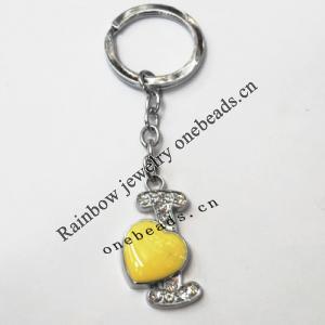 Zinc Alloy with Crystal and enamel pewter keyring, Letters 4.5inch approx 33mm ring, Sold by Bag