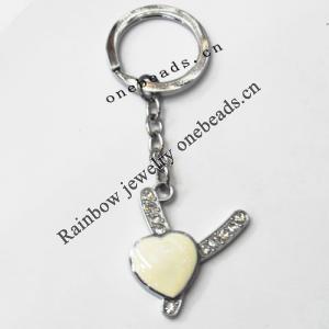 Zinc Alloy with Crystal and enamel pewter keyring, Letters 4.5inch approx 33mm ring, Sold by Bag