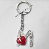 Zinc Alloy with Crystal and enamel pewter keyring, Letters 4.5inch approx 33mm ring, Sold by Bag