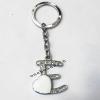 Zinc Alloy with Crystal and enamel pewter keyring, Letters 4.5inch approx 33mm ring, Sold by Bag