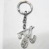 Zinc Alloy with Crystal keyring, Letters 4.5inch approx 33mm ring, Sold by Bag