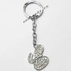 Zinc Alloy with Crystal keyring, Letters 4.5inch approx 33mm ring, Sold by Bag