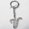 Zinc Alloy with Crystal keyring, Letters 4.5inch approx 33mm ring, Sold by Bag